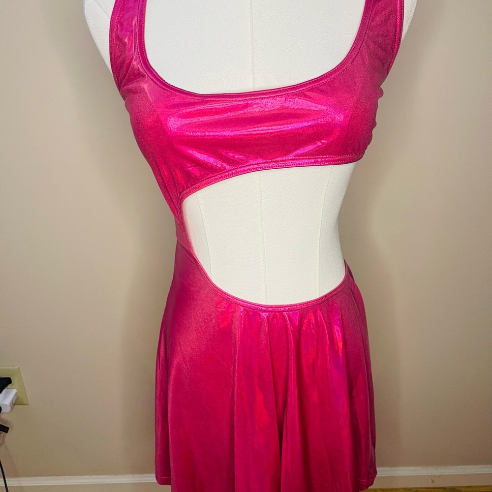 DOLLS KILL - CLUB EXX DAZZLER dress NWT hot metallic pink - Picture 9 of 15
